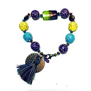 Mardi Gras Party Gras Handmade Tassle Bracelet by McGlamorous